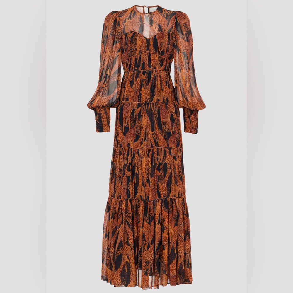 Farm Rio Giraffes Puff Sleeve Maxi Dress